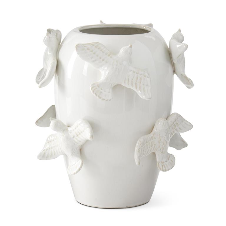 White Ceramic 8 3D Bird Vase