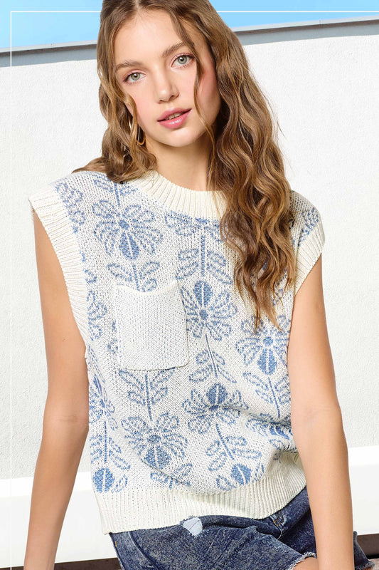 Flower pattern with front pocket vest