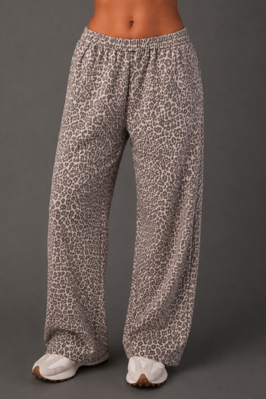 Cream & Brown Leopard Sweatpants