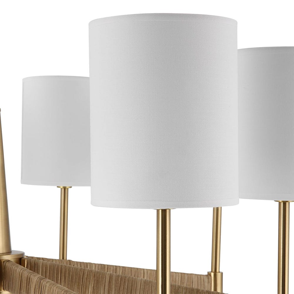 Warm Brass and Linen 8-light Chandelier
