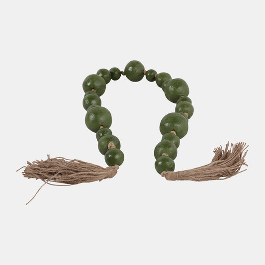 Terracotta Varied Size Bead Garland, Green-60"