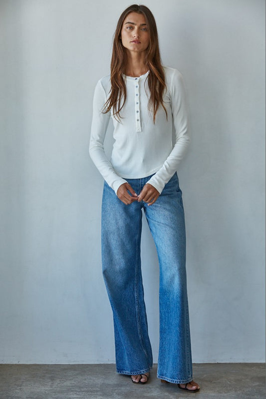 Studio Henley Ribbed Long Sleeve - Classic Comfort Meets Style