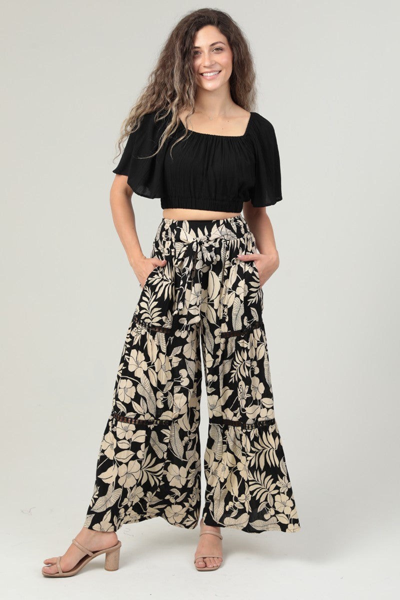Wide Leg Pants Tie Waist