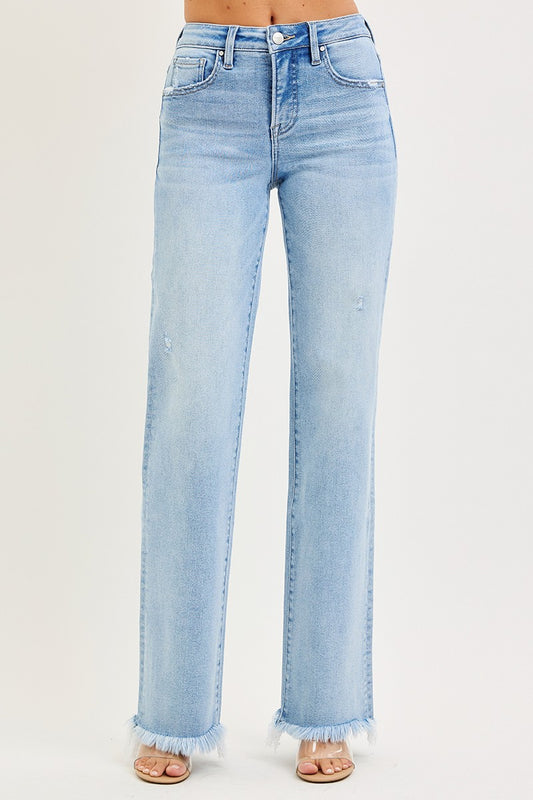 Tummy Control High Rise Long Straight Jeans