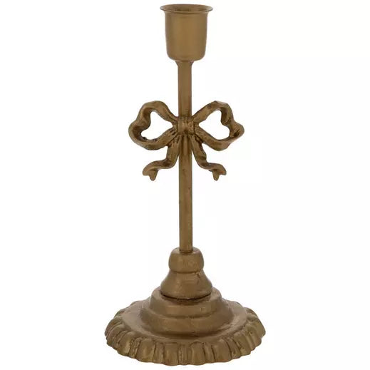 Gold Bow Taper Candle Holder