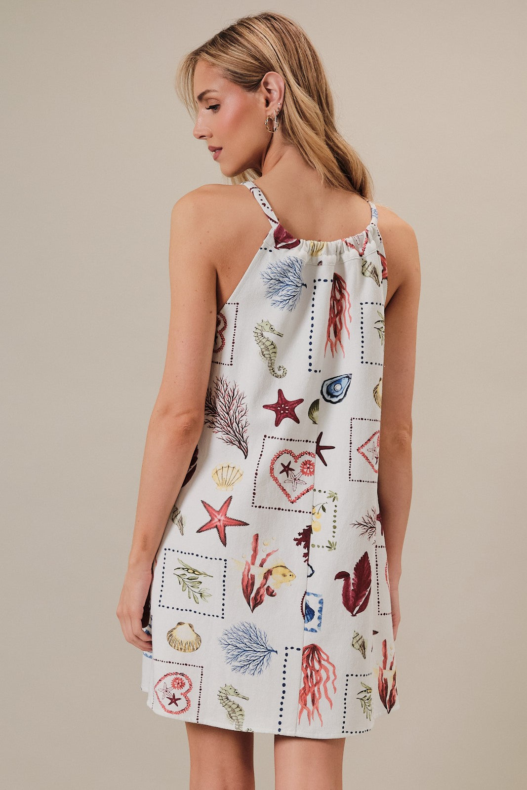 Ruched Sleeveless Denim Mini Dress