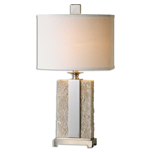 Lightly antiqued stone ivory Lamp