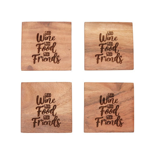 Wine Food Friends Coaster, S/4