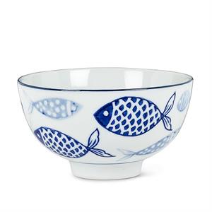 Multi Fish Rice Bowl-Blu/Wht-4"D