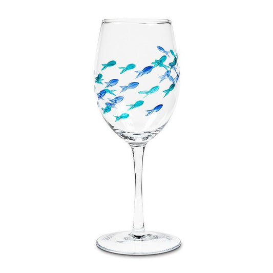 Nautical Fish Cut wine glass