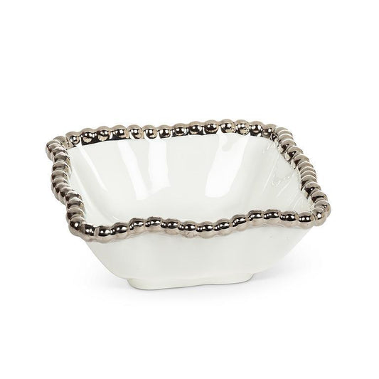 Small Square Bowl Silver Beaded Edge