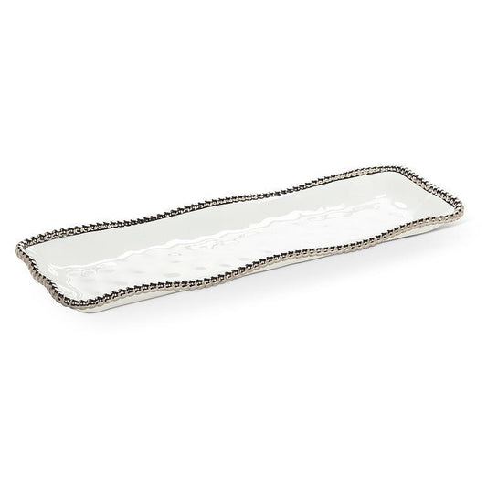 Long Platter Silver Beaded Edge