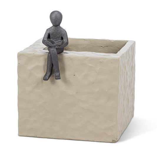 Square Cement Reading Planter