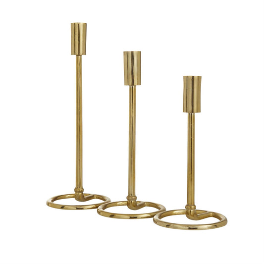 Gold Tapered Decorative Candle Holder with Ring Bases