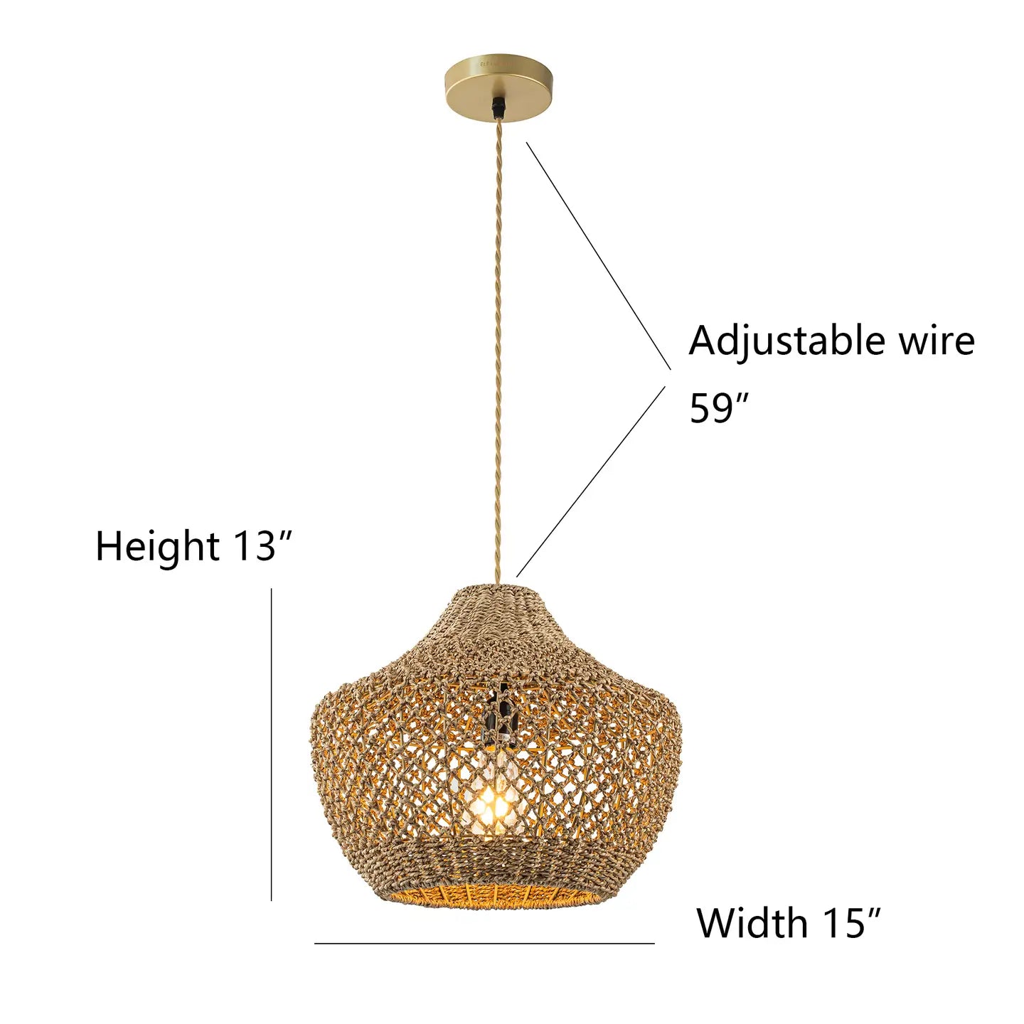 1-Light Modern Coastal Natural Rattan Pendant Light