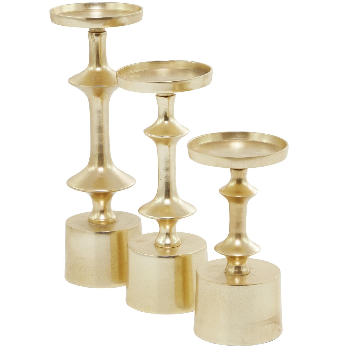 Gold Aluminum Metal Tapered Decorative Candle Holder
