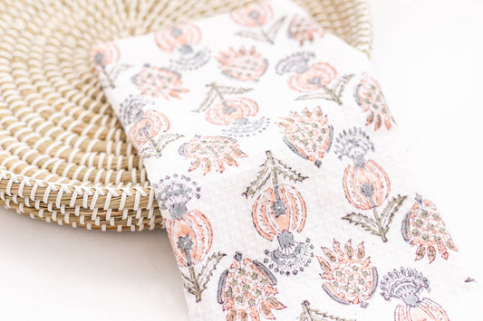 Waffle Block Print Tea Towel