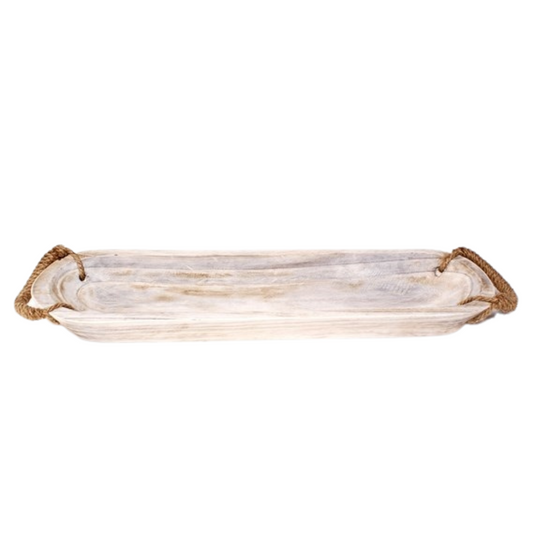 Large wooden oval tray