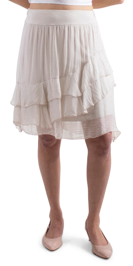 Short Ruffled Silk Skirt