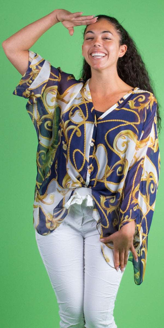2 Piece Baroque Button Down Blouse