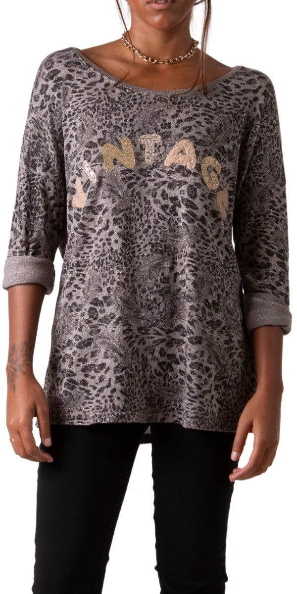 Long Sleeve Glittered Blouse