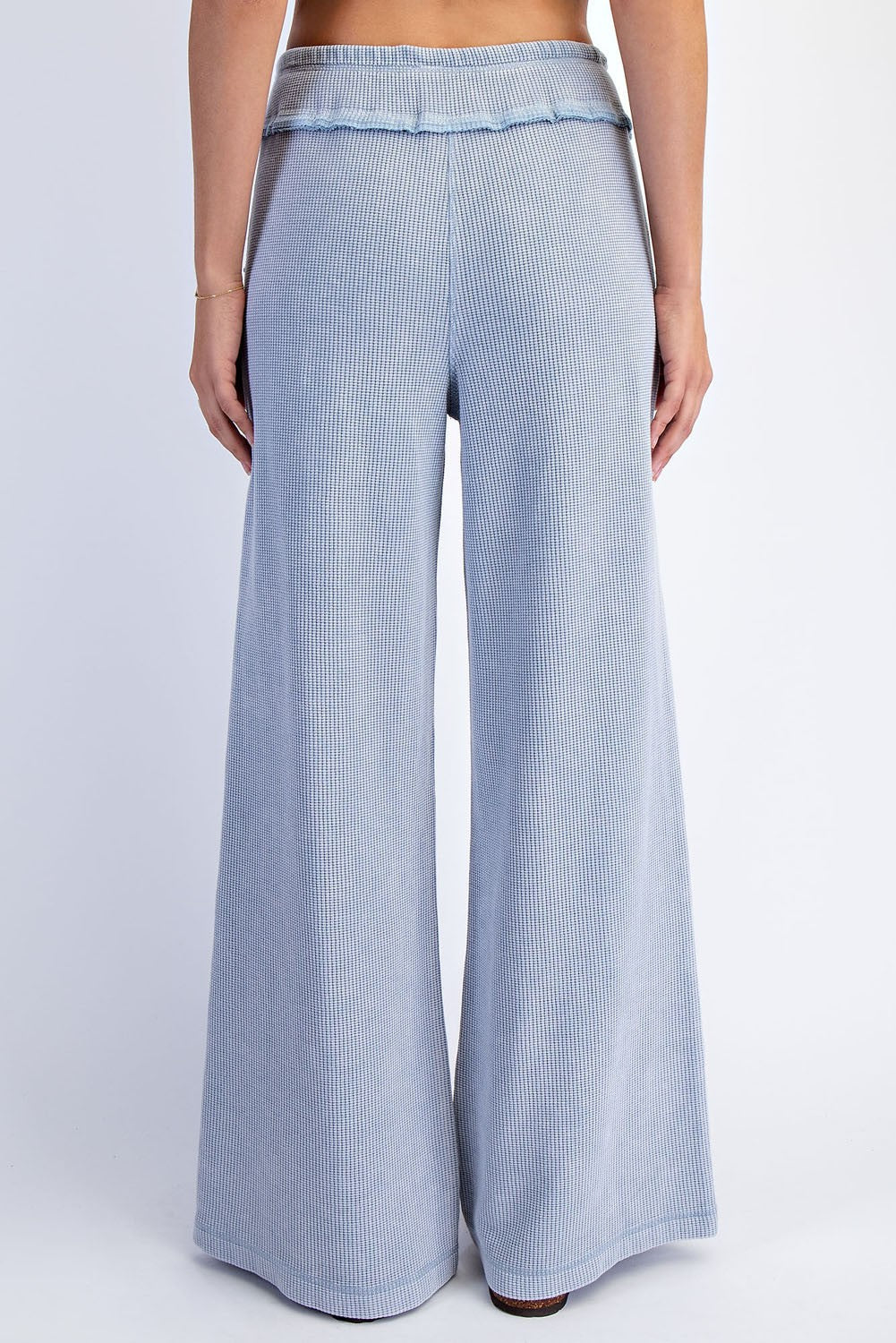 Mineral Washed Honeycomb Wide Leg Pants
