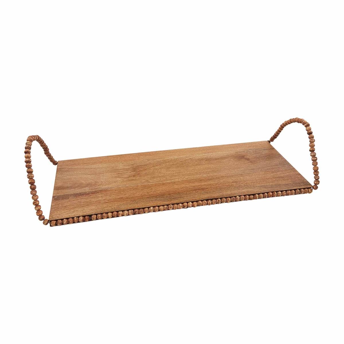 Wood Beaded Handle Tray