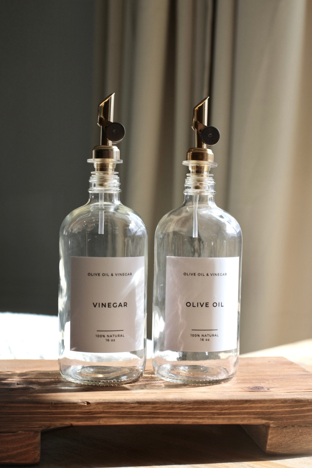 Olive & Vinegar Glass Clear Bottles