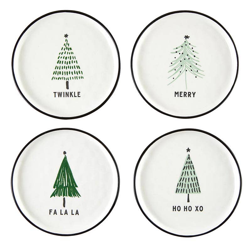 Green Holiday Dishes - Trees - Set of 4