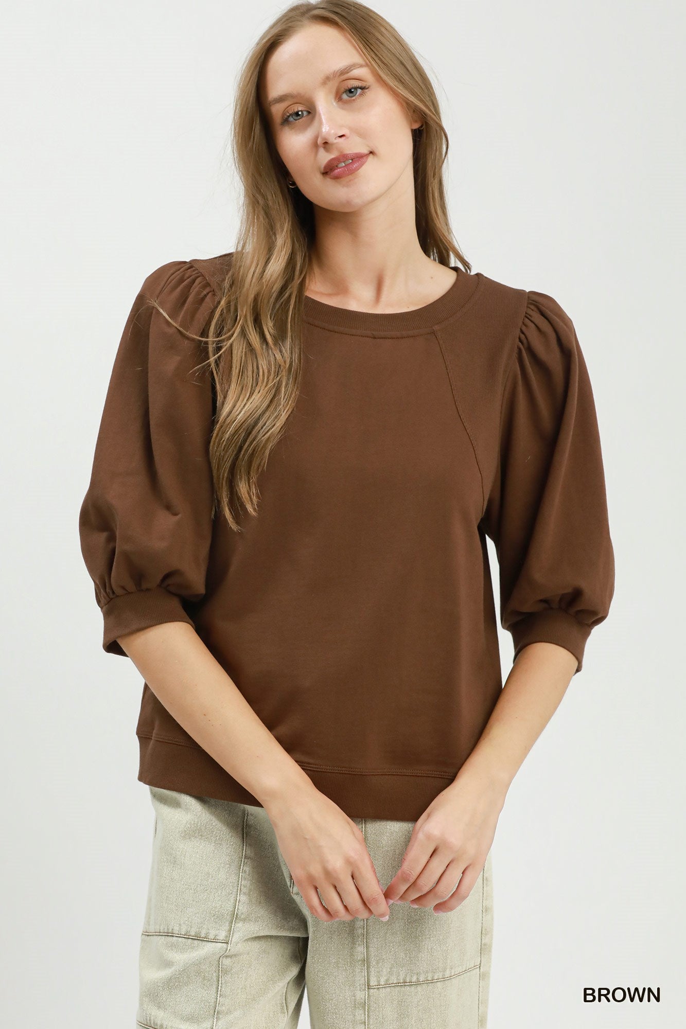 Puff Sleeve Pullover Sweatshirt Top