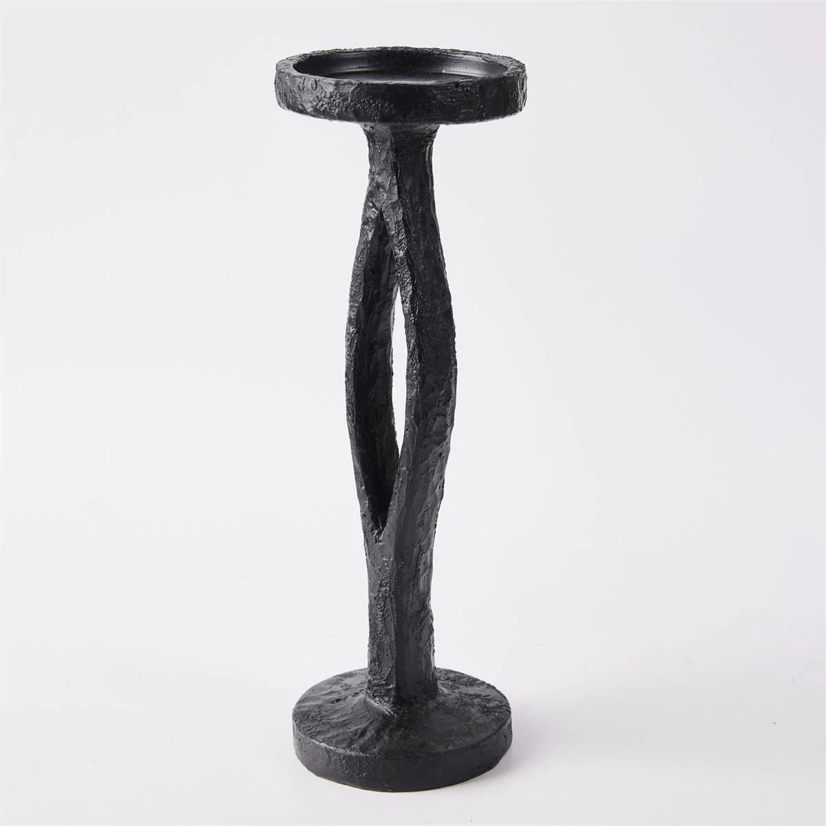 Black polyresin pillar candle holder