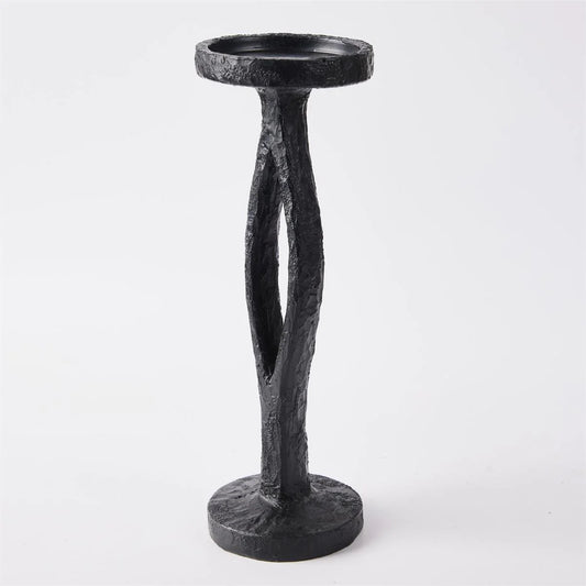 Black polyresin pillar candle holder