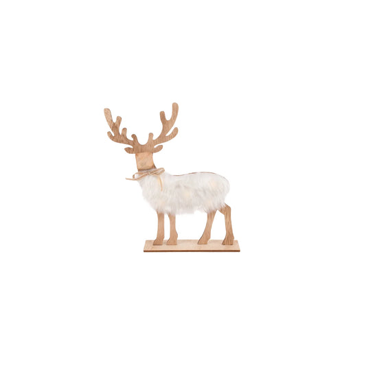 Fur Frosted LED Standing Reindeer White