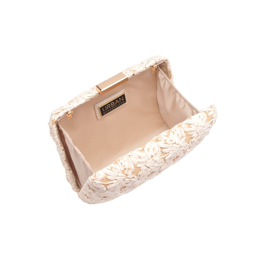 Floral Straw Clutch with Chain Strap