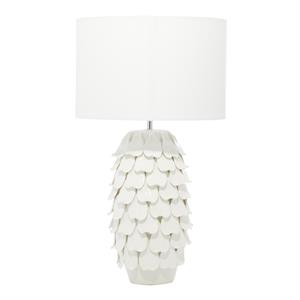 White Ceramic Layered Petal Room Table Lamp