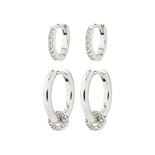 2-in-1 set of classic silver-plated hoops