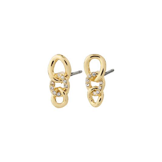 Small gold-plated earrings  decorated with sparkling Preciosa crystals.