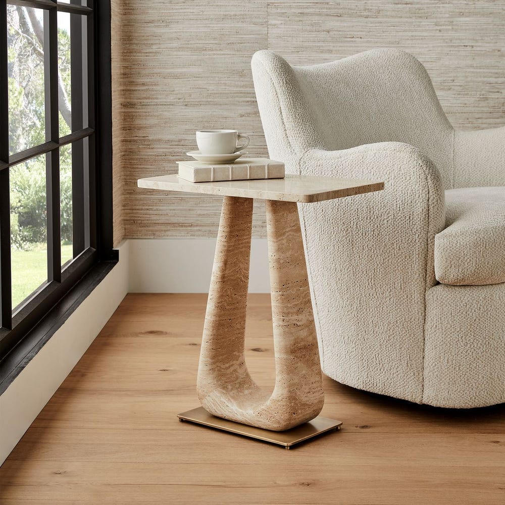 Travertine Side Table