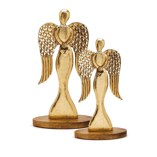 Hand Crafted Angels with Gold Leaf Accents.