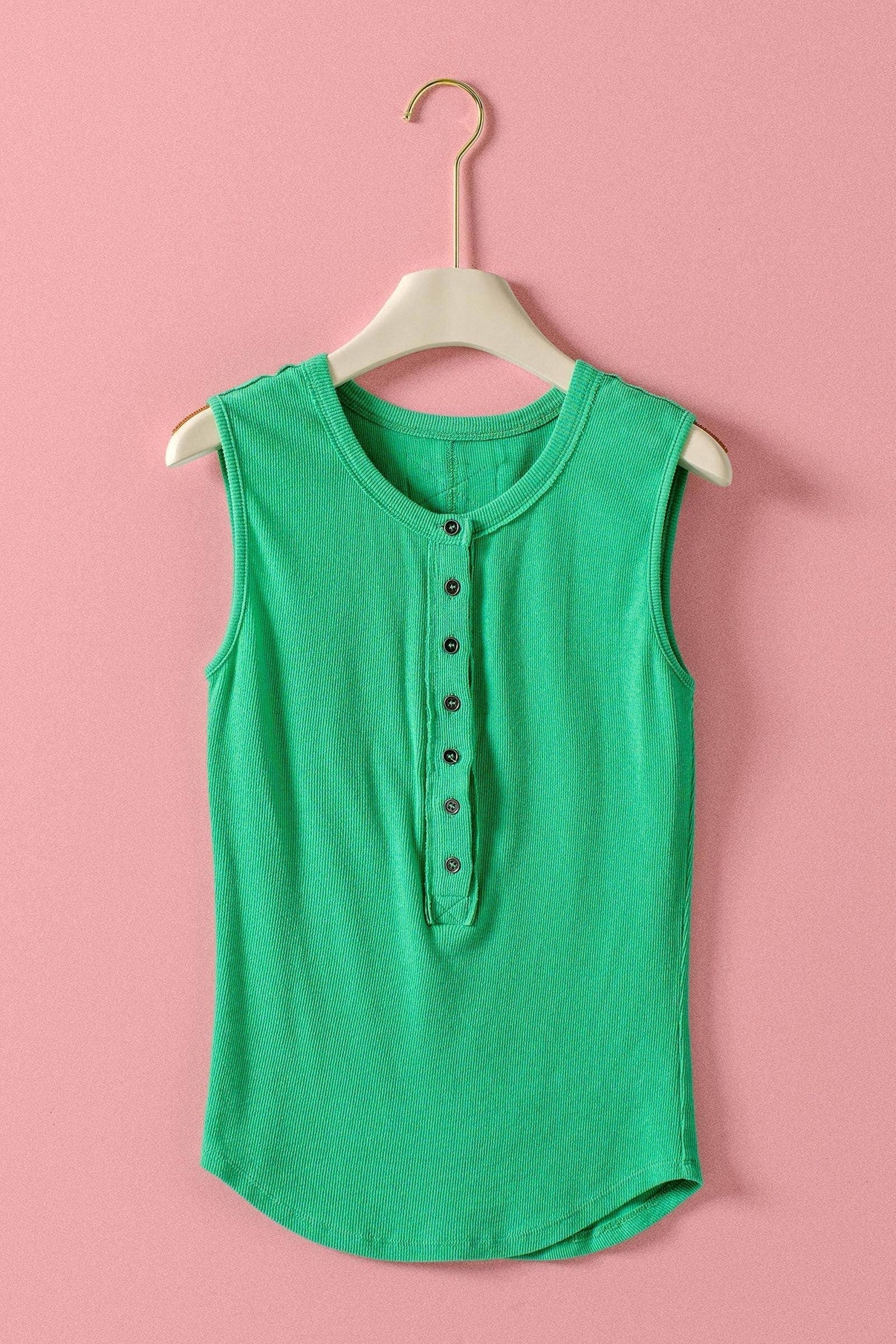 Raw Edge Ribbed Henley Tank