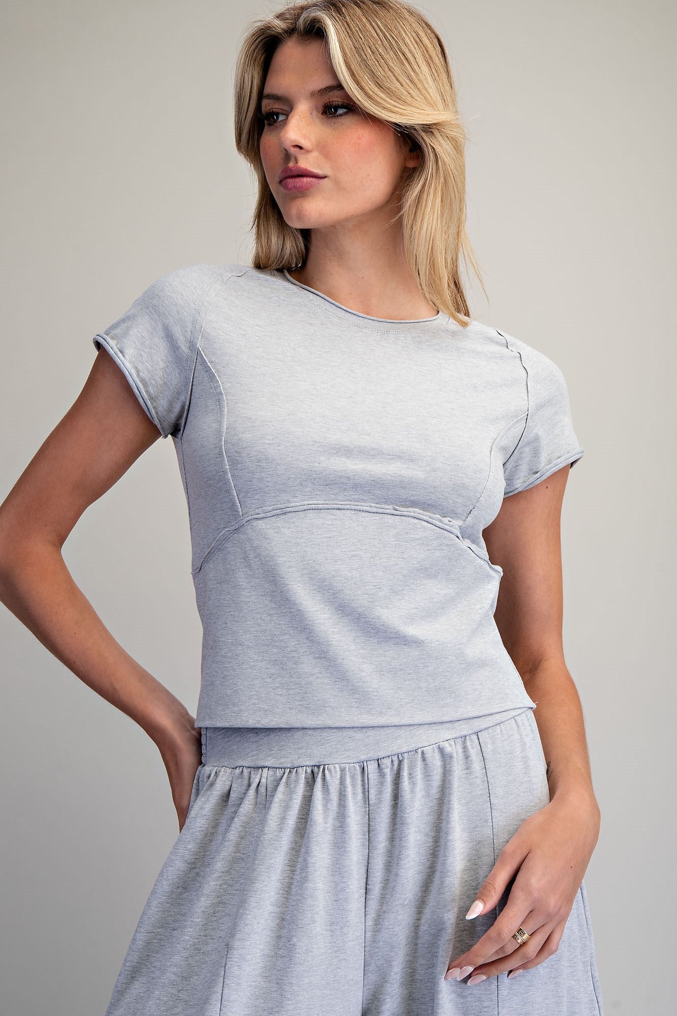 Mineral Washed Solid Cropped T-Shirt