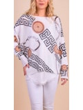 Batwing Sweater with Medallion Print