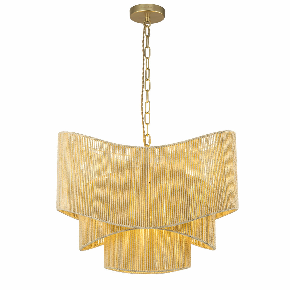 3-Light Rattan Tiered Chandelier