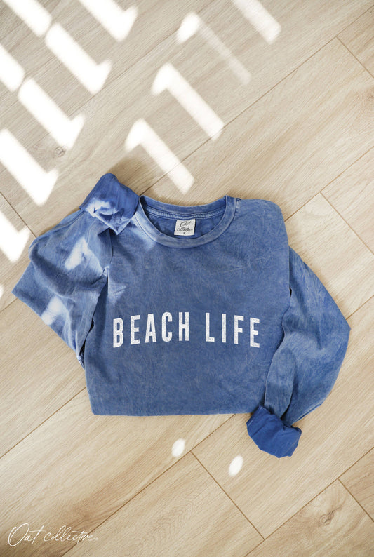 BEACH LIFE Mineral Washed Graphic Top