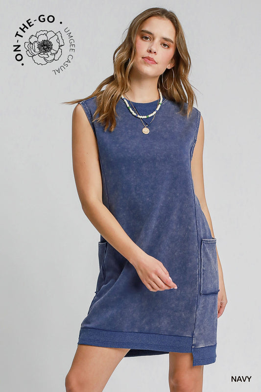 Cropped Mineral Wash Midi Dress