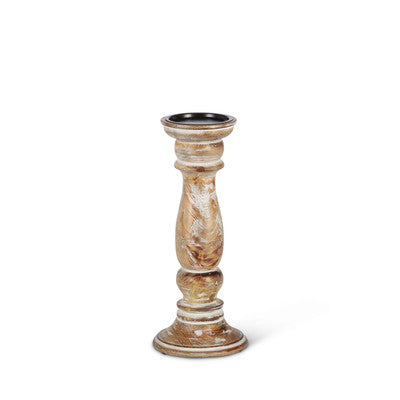 White washed mango wood candle holder