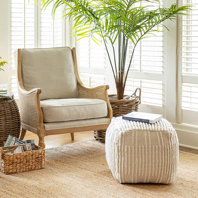 Cream Indoor/Outdoor Pouf Ottoman