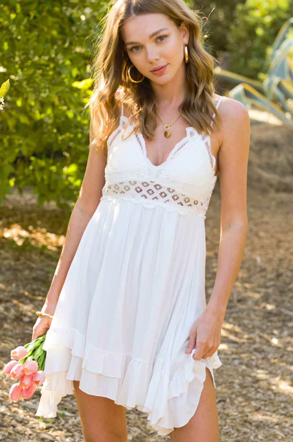 Crochet Lace Detailed Sleeveless Bralette Mini Dress