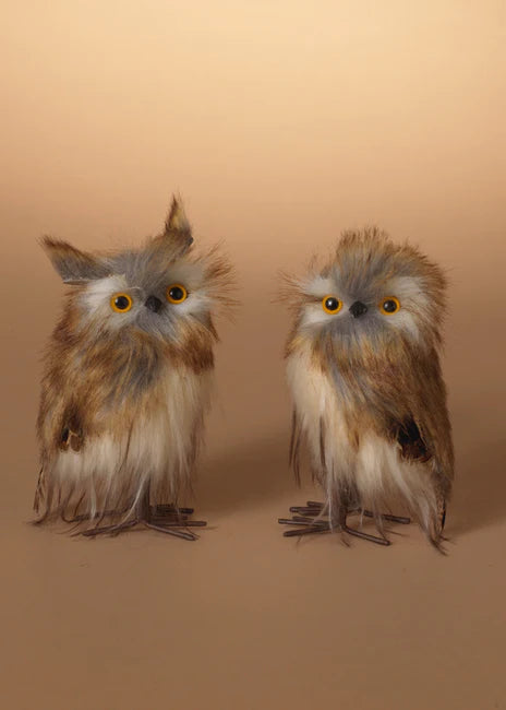 Brown Faux Fur Owl Figurine
