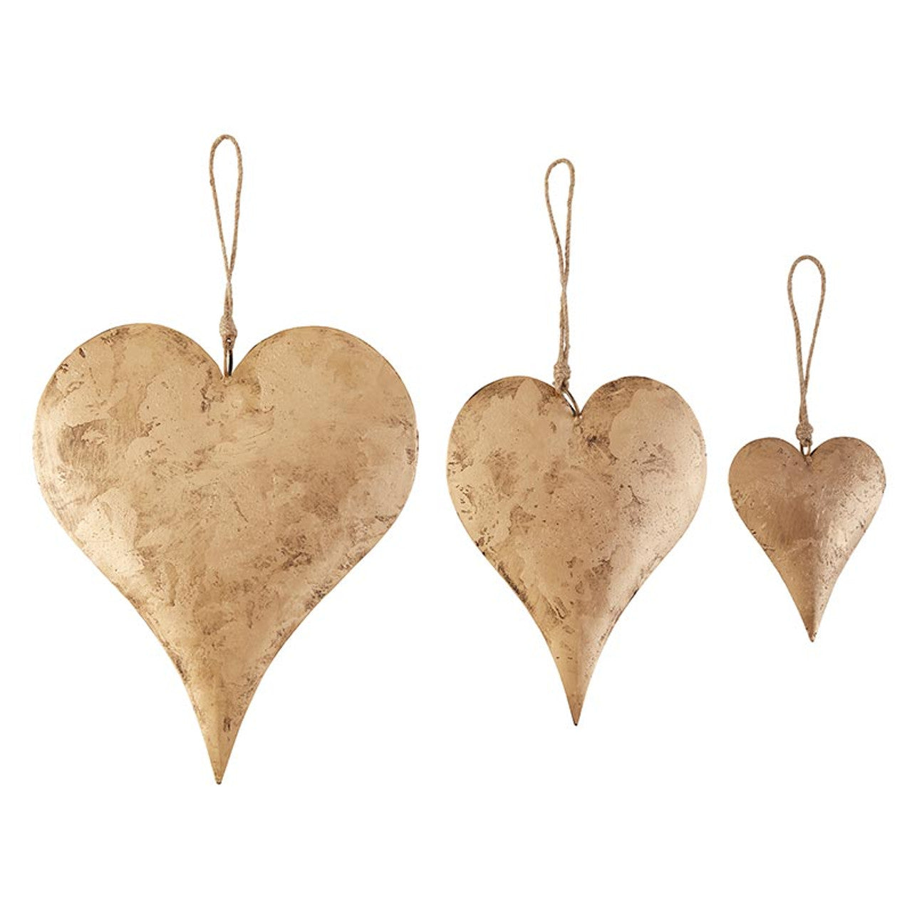 Gold Heart Ornaments Set of 3